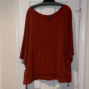 Lane Bryant Beautiful Deep Orange Ruched Shirt